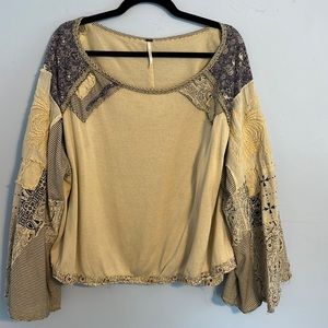 Free People Boho Embroidered Pullover